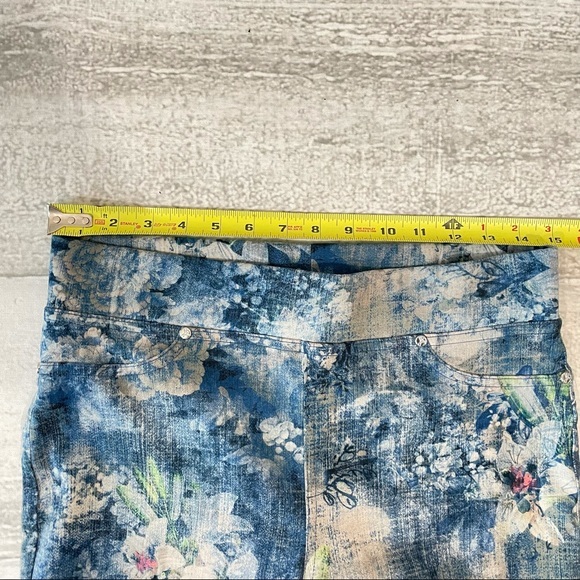Joseph Ribkoff Print Stretch Pants Blue White Charcoal Sz 8 Floral Easy Up Pants - Picture 6 of 11